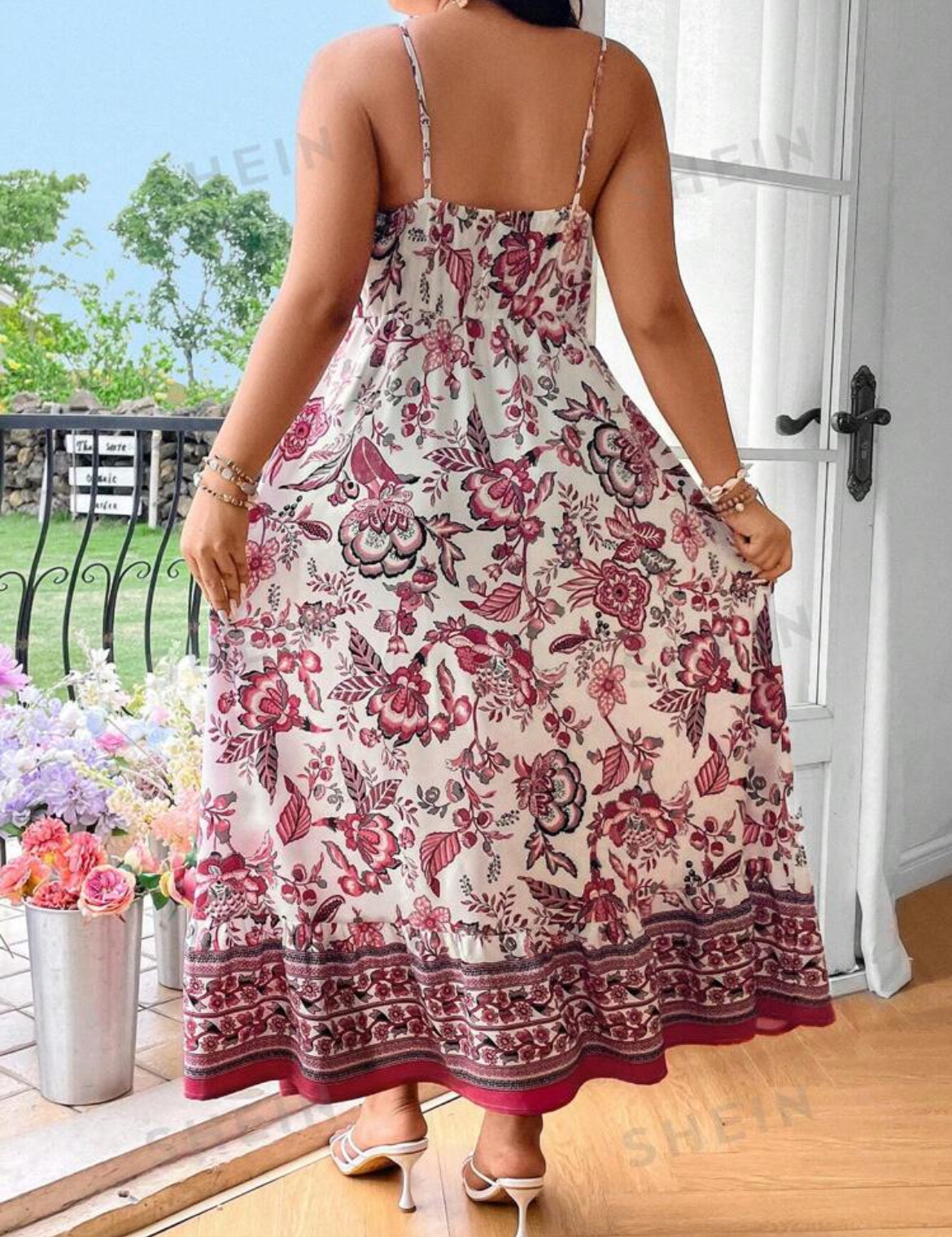 #5016 Floral Printed Spaghetti Strap Maxi Dress