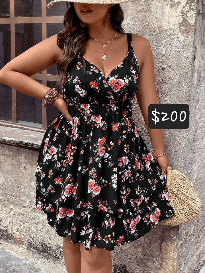 #1696 Floral Print Cami Dress