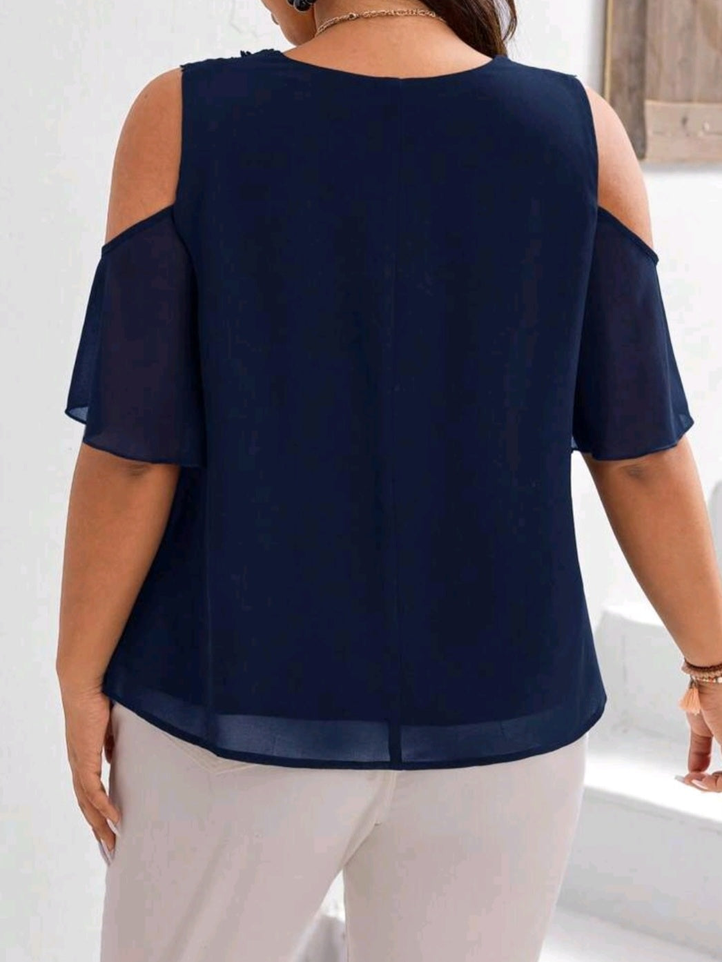 #8835 Solid Color Open Shoulder Top